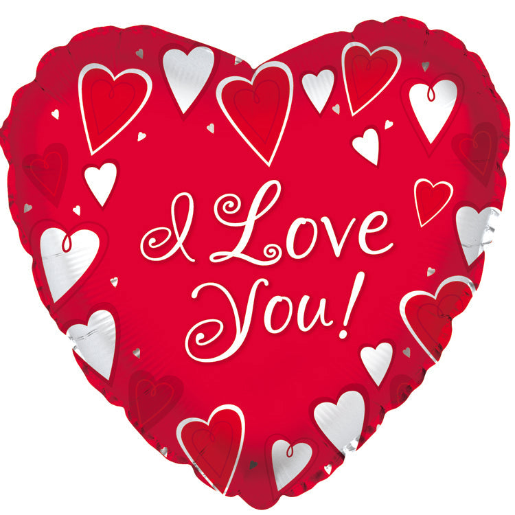 13" Airfill Only I Love You Classic Hearts Foil Balloon