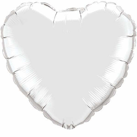9" Silver Solid Color Heart Airfill Only Balloon