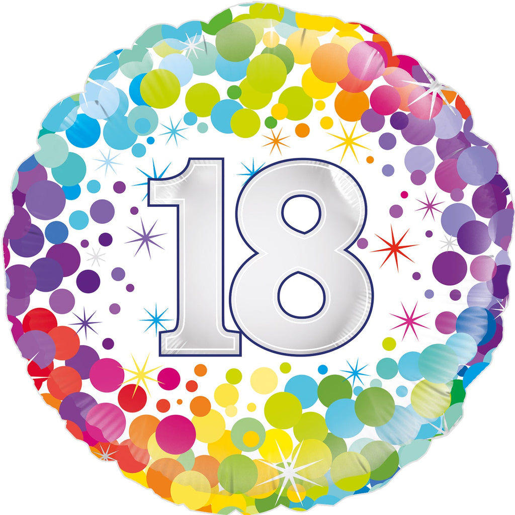 18" 18th Colourful Confetti Birthday Oaktree Foil Balloon