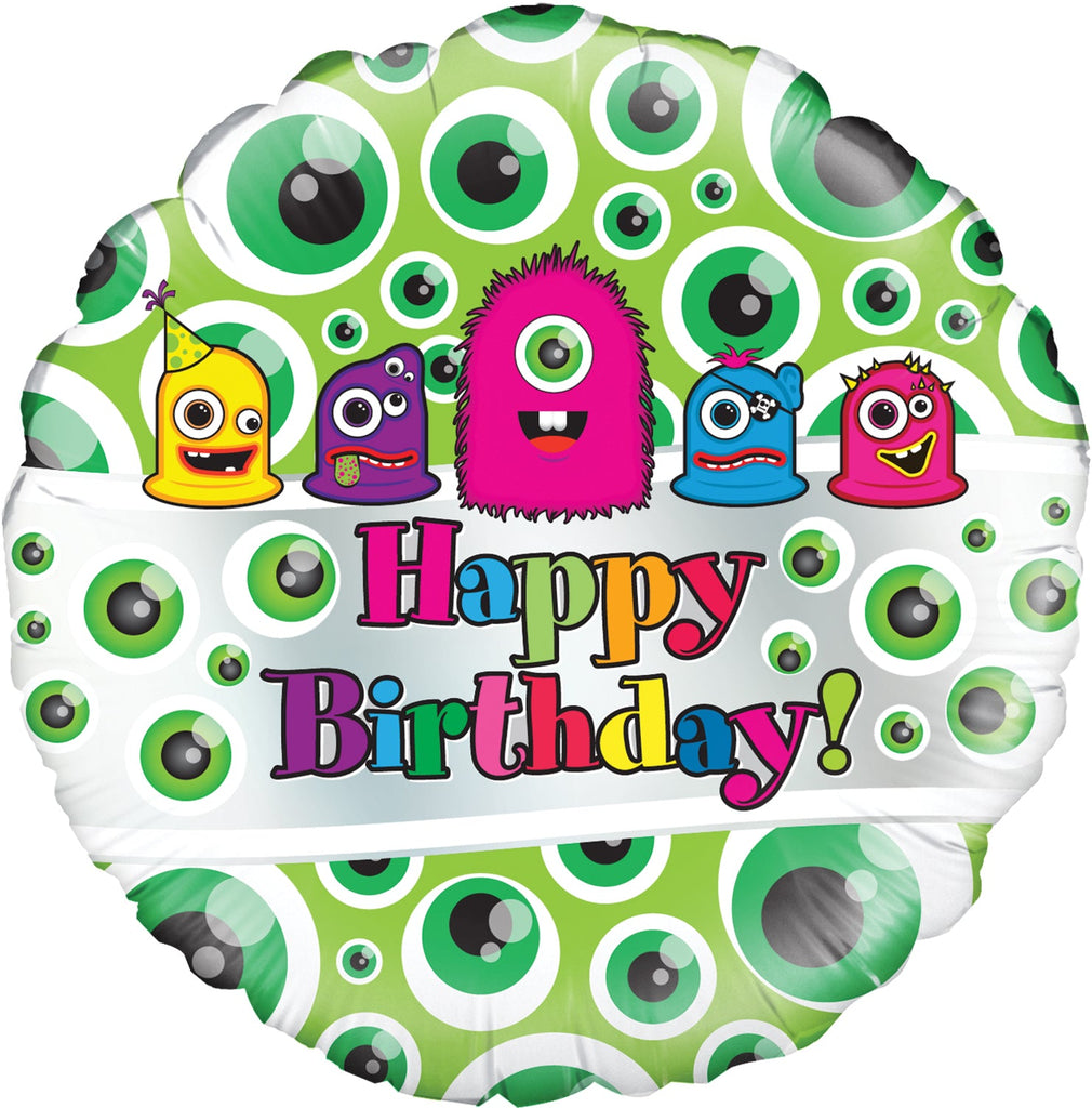 18" Monsters Birthday Oaktree Foil Balloon