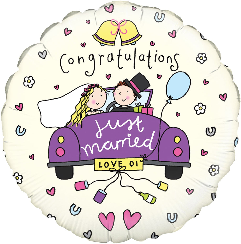 18" Congratulations Just Married Oaktree Foil Balloon