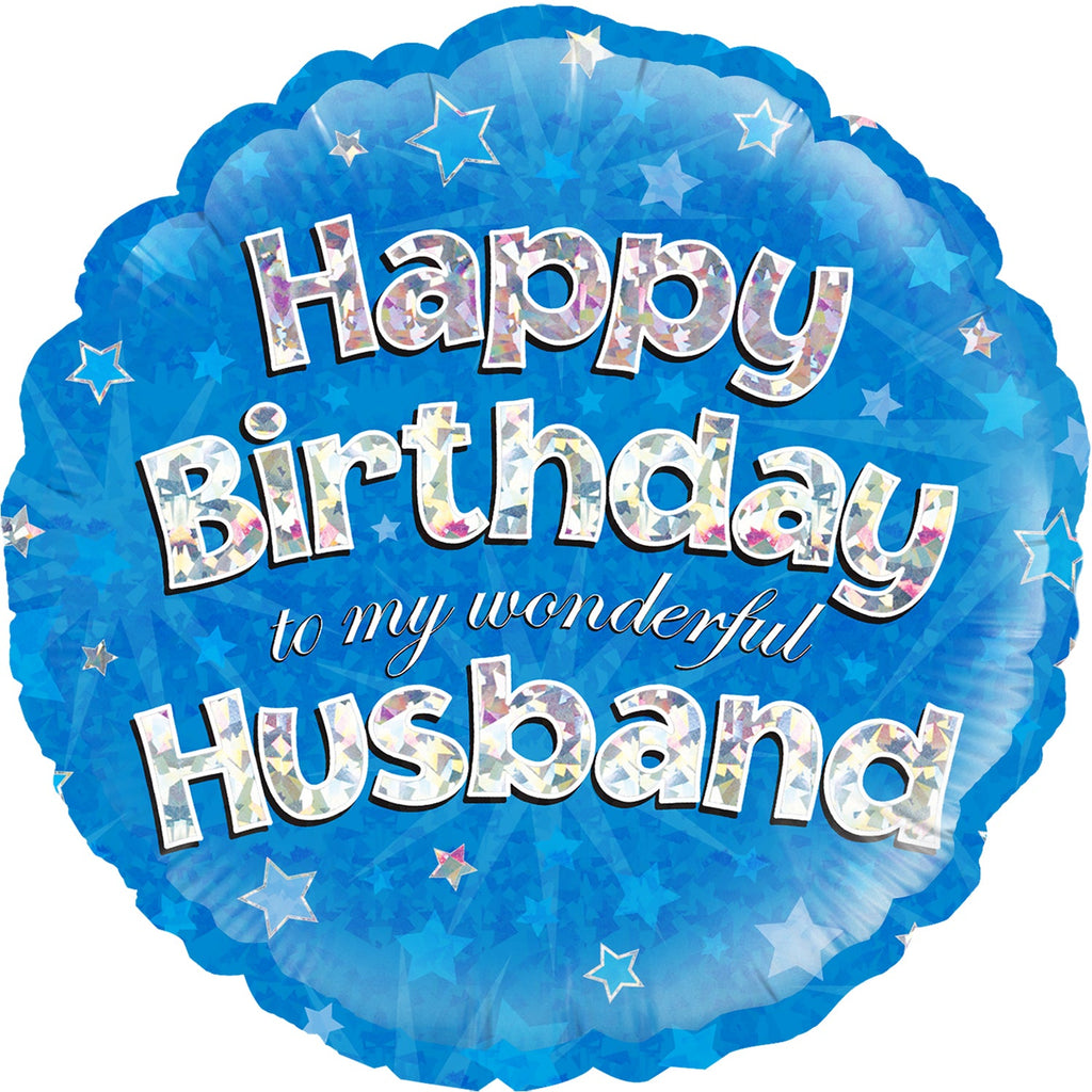 18" Happy Birthday Husband Holographic Oaktree Foil Balloon