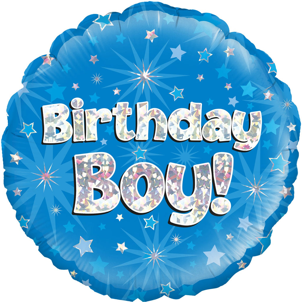 18" Birthday Boy Holographic Oaktree Foil Balloon