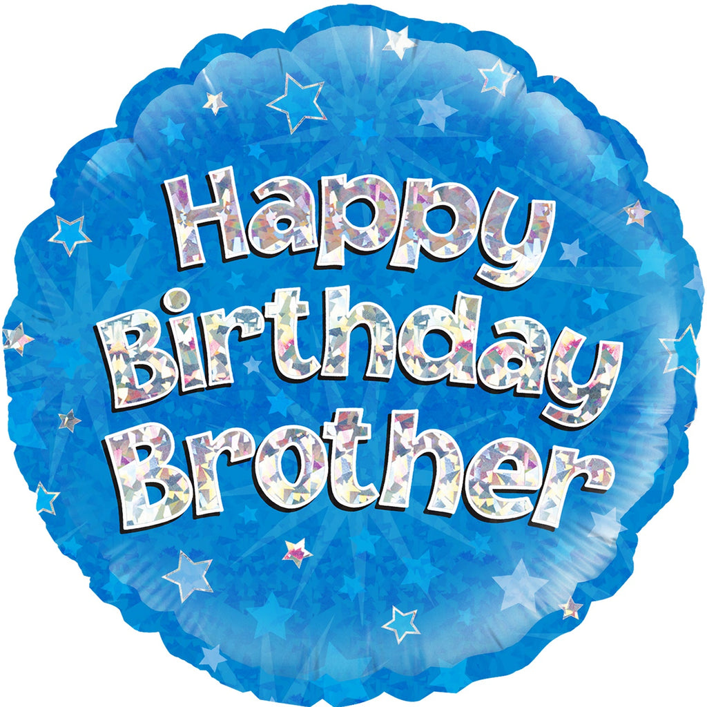 18" Happy Birthday Brother Holographic Oaktree Foil Balloon