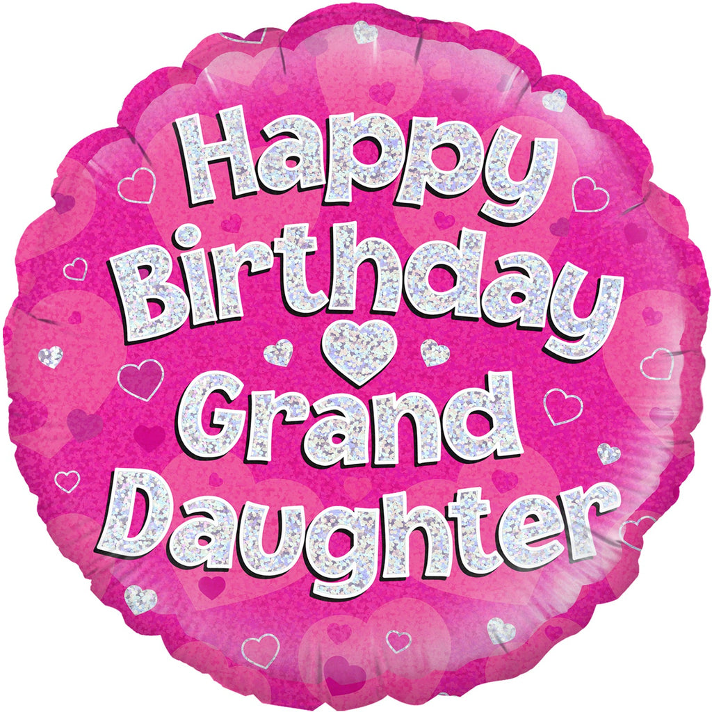 18" Happy Birthday Granddaughter Holographic Oaktree Foil Balloon