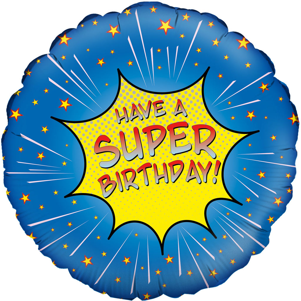 18" Super Birthday Blue Oaktree Foil Balloon