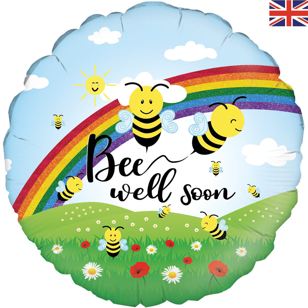 18" Oaktree Bee Well Soon Holographic Foil Balloon
