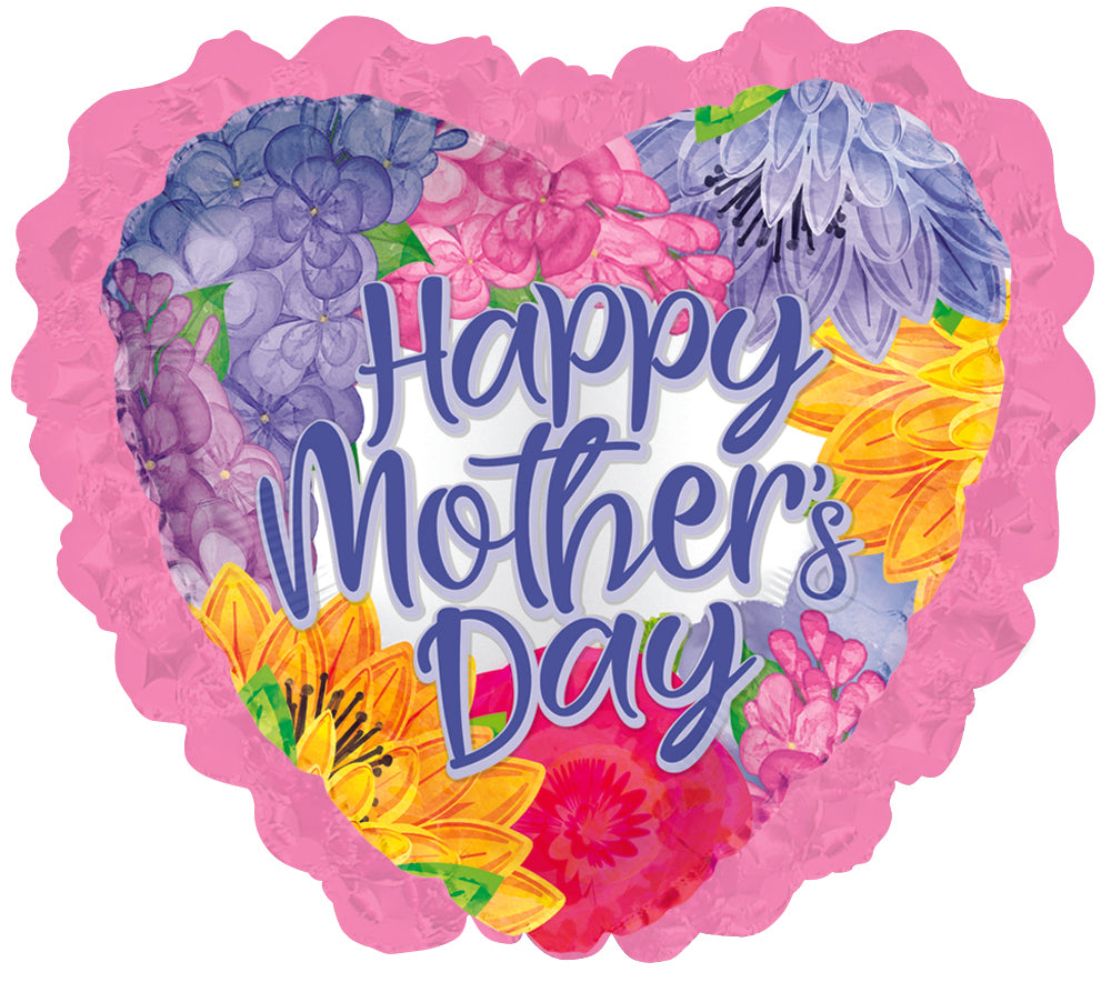 36" Happy Mother's Day Lavender Font Ruffle Foil Balloons