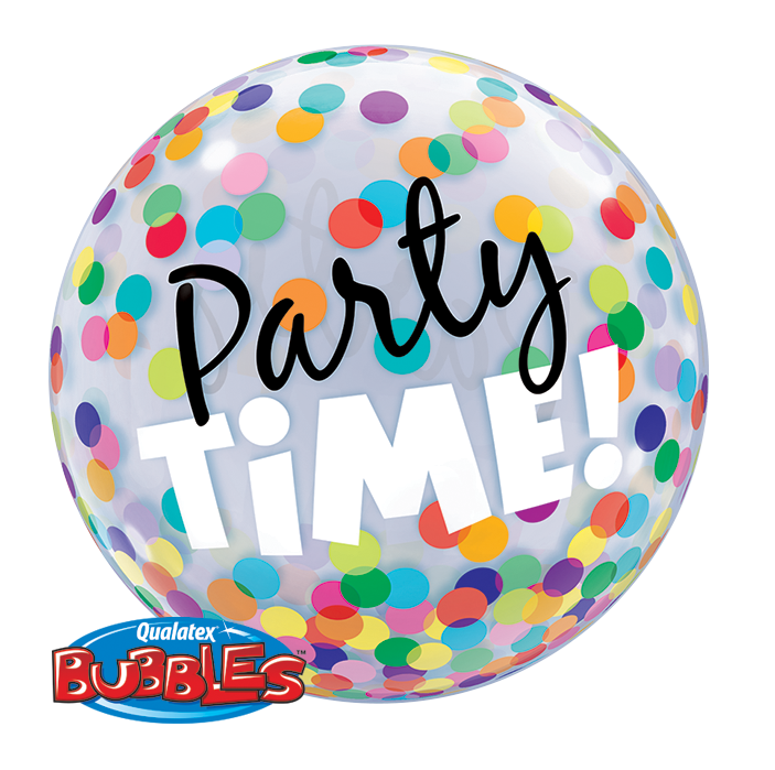 22" Party Time! Colorful Dots Plastic Bubble Balloons