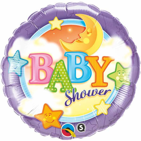 18" Baby Moon & Stars Packaged Mylar Balloon