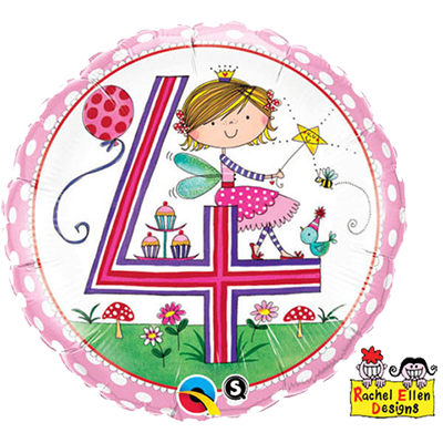 18" Rachel Ellen Age 4 Fairy Polka Dots Balloon