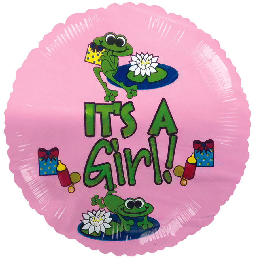 9" Airfill Only Froggy Fun Girl It's a Girl Balloon