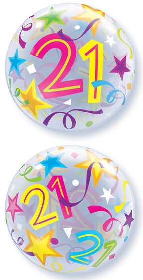 22" 21 Brilliant Stars Plastic Bubble Balloons