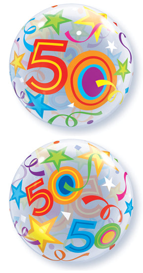 22" 50 Brilliant Stars Plastic Bubble Balloons