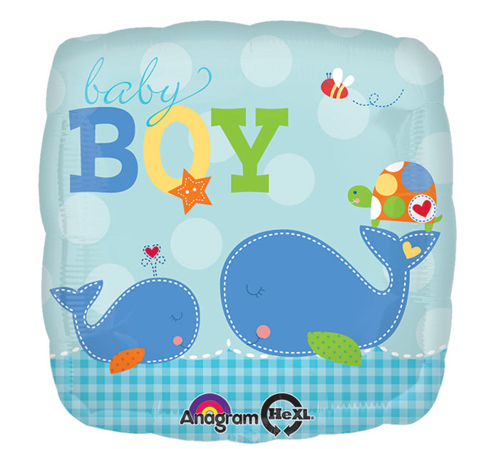 18" Ahoy Baby Boy Whale Mylar Balloon