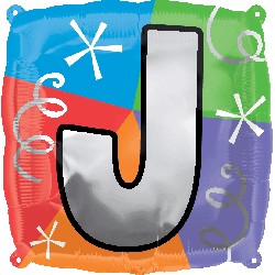 18" Designer Square Letter Balloon "J"