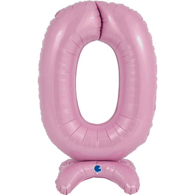 25" Number Standup 0 Pastel Pink Foil Balloon