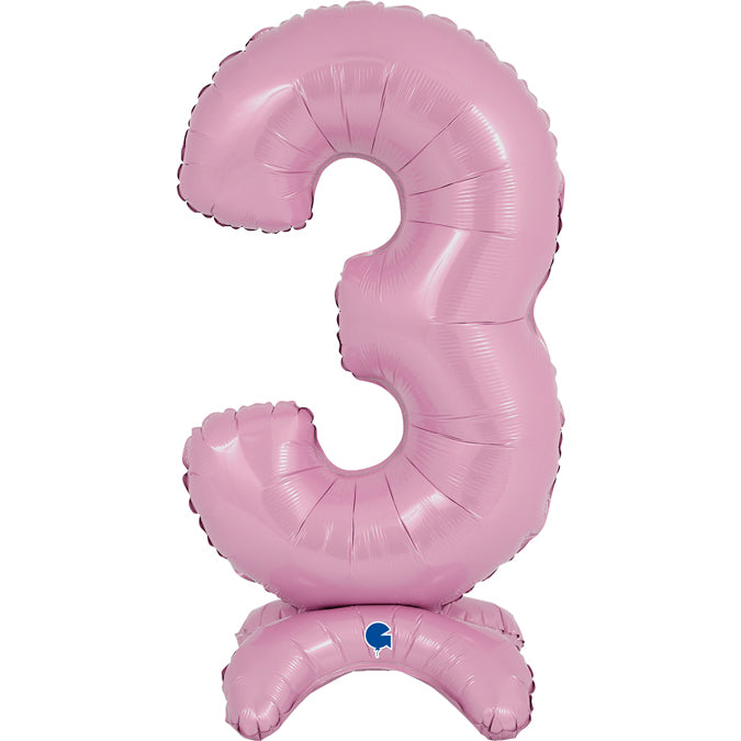 25" Number Standup 3 Pastel Pink Foil Balloon