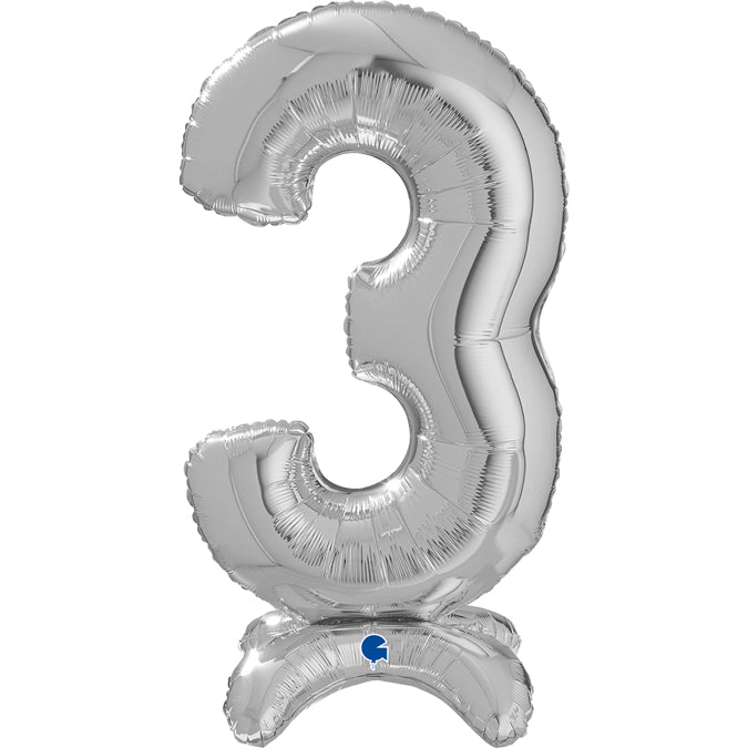 25" Number Standup 3 Silver Foil Balloon