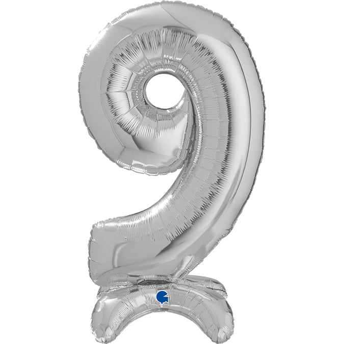 25" Number Standup 9 Silver Foil Balloon