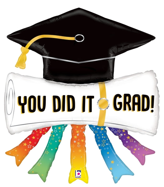 44" Foil Shape You Did It Grad Diploma Foil Balloon