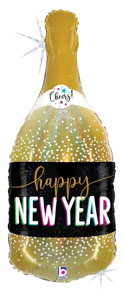 36" Jumbo Balloon Holographic New Year Champagne Foil Balloon