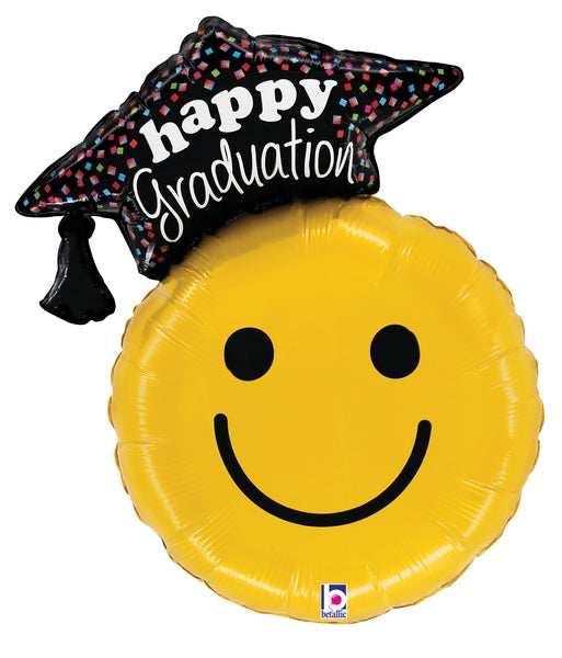 26" Graduation Smiley Foil Balloon