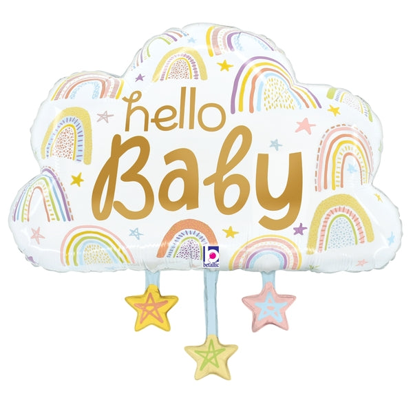 28" Shape Hello Baby Cloud Foil Balloon