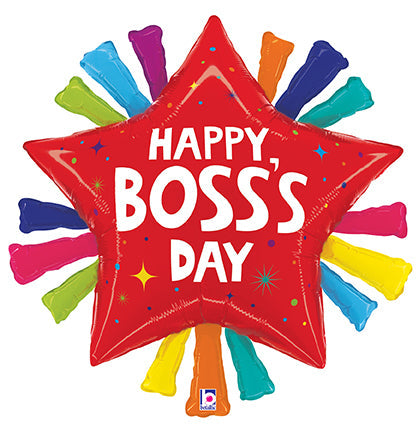 30" Boss's Day Bursting Star Foil Balloon