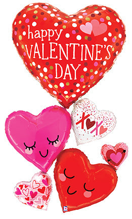 58" Shape (Bottom Air-Filled) Special Delivery Valentine Happy Hearts Foil Balloon