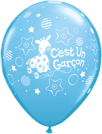 11" C'est un garçon petite girafe po. bleu pâle (50/sac) Latex Balloons