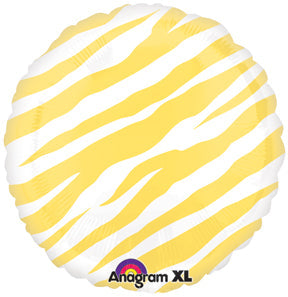 18" Yellow Zebra Stripes Print Foil Balloon