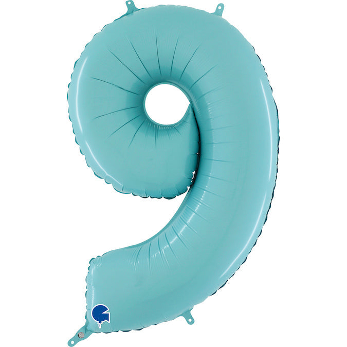 26" Midsize Foil Shape Balloon Number 9 Pastel Blue