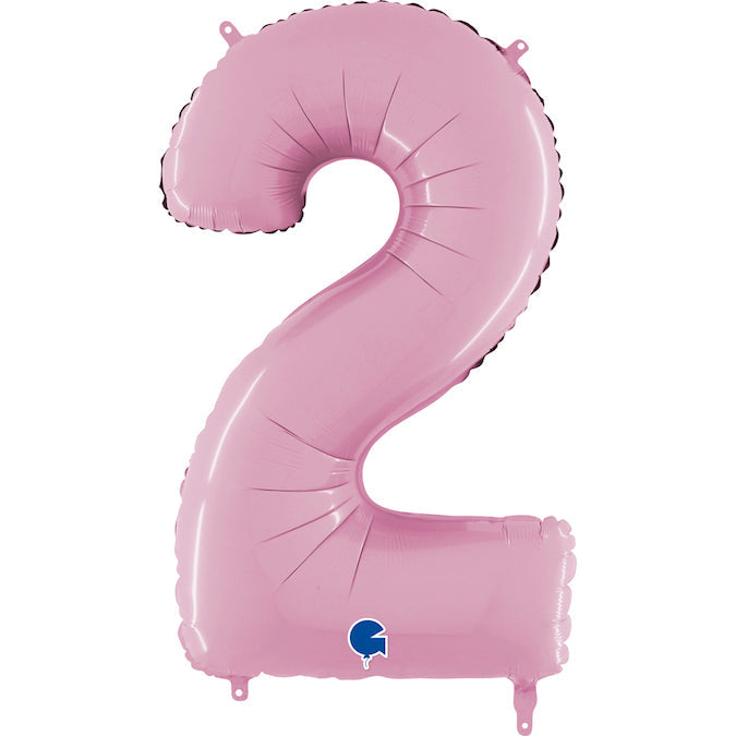 26" Midsize Foil Shape Balloon Number 2 Pastel Pink