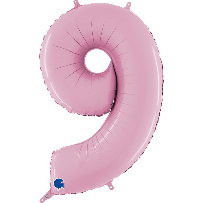 26" Midsize Foil Shape Balloon Number 9 Pastel Pink