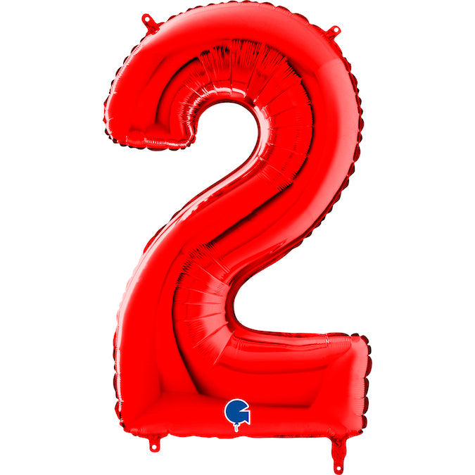 26" Midsize Foil Shape Balloon Number 2 Red