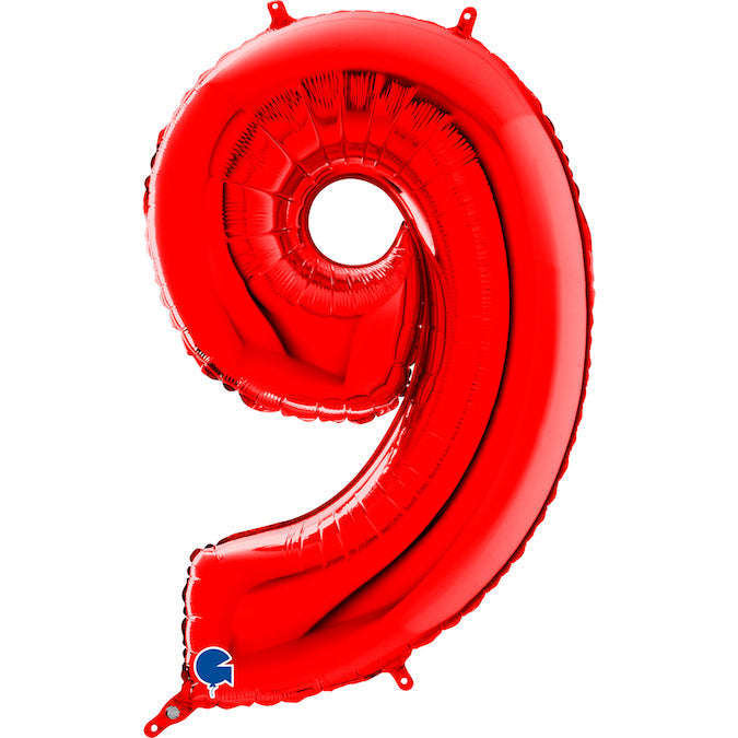 26" Midsize Foil Shape Balloon Number 9 Red