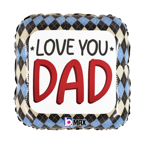 18" MAX Float Love You Dad Argyle Foil Balloon