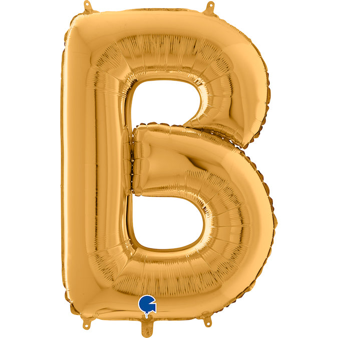 26" Midsize Letter Shape B Gold Foil Balloon