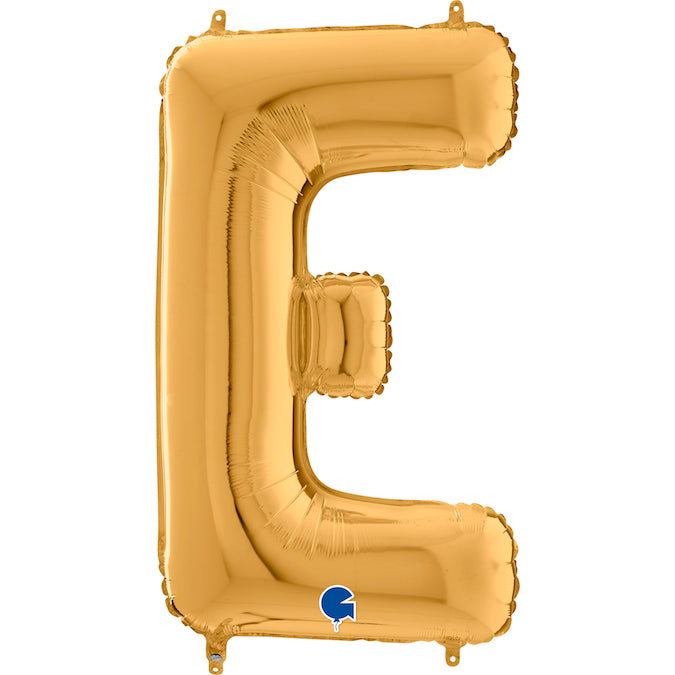 26" Midsize Letter Shape E Gold Foil Balloon