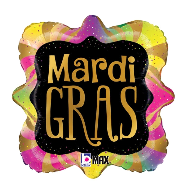 18" Max Ornate Square Mardi Gras Good Times Foil Balloon