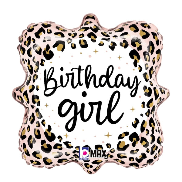 18" MAX Float Satin Leopard Birthday Girl Foil Balloon
