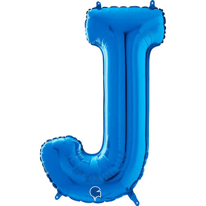 26" Midsize Letter Shape J Blue Foil Balloon
