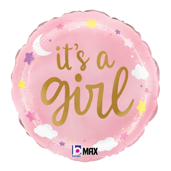 18" MAX Float It's a Girl Stars and Clouds Foil Balloon