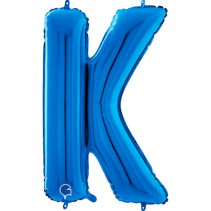 26" Midsize Letter Shape K Blue Foil Balloon