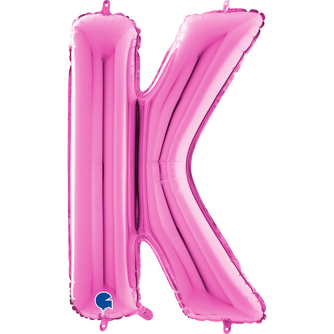 26" Midsize Letter Shape K Fuchsia Foil Balloon