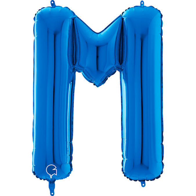 26" Midsize Letter Shape M Blue Foil Balloon