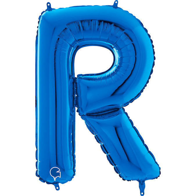 26" Midsize Letter Shape R Blue Foil Balloon