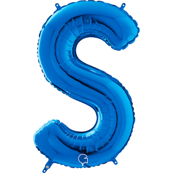 26" Midsize Letter Shape S Blue Foil Balloon