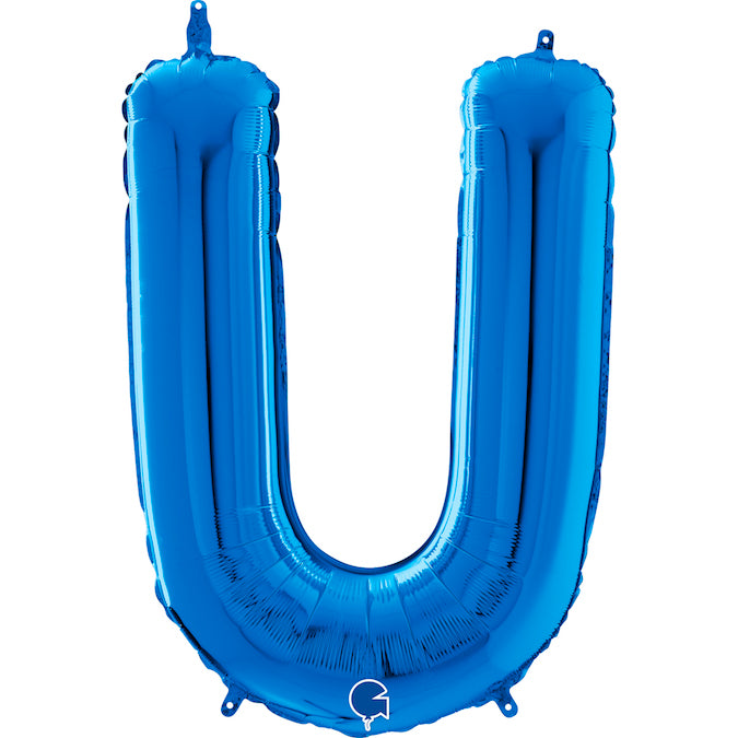 26" Midsize Letter Shape U Blue Foil Balloon